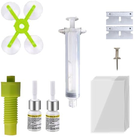 KOAHDE Liquido per Riparazione Vetri Auto,Liquido per la Riparazione Del Vetro,Colla per la Riparazione Fai Da Te per Auto,Kit Riparazione Parabrezza Auto,Colla per Riparazione Parabrezza