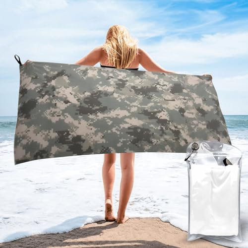 Bryptxztxt Fashion Army Digitale Camouflage-Strandtücher für Erwachsene, übergroß, extra groß, 160 x 80 cm, schnell trocknend, sandfrei, leichtes Handtuch für Schwimmen, Strand, Yoga, Camping und