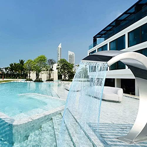 HUIBBGO Fontana a Cascata in Acciaio Inox per Piscina, cascate Esterne per Giardino
