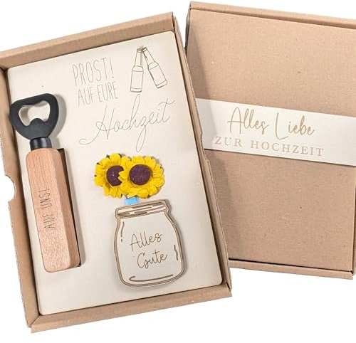 Hochzeitsgeschenk Geldgeschenk Flaschenöffner und Hochzeitskarte im Set