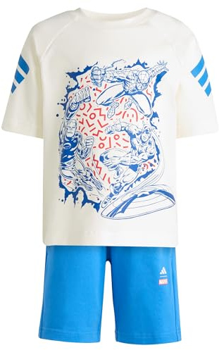 adidas Unisex Kinder MARVEL AVENGERS T-SHIRT SET, off white/ray blue, 4-5 Years