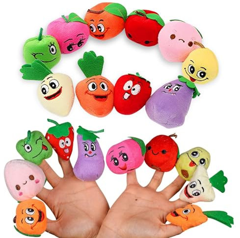 Liwein Fingerpuppen Niedliche Fingertiere Baby Story Time Requisiten Spielhandschuh Klein Tier Fingerpuppe Set für Geschichte Zeit Kindergeburstag Mitgebsel Fingerpuppen(Obst und Gemüse, 10)
