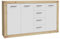 Generisch Sideboard - 153 x 92 cm - 3 Türen - 4 Schubladen - Artisan Eiche Dekor - Weiß matt