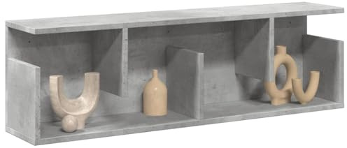 WKIEQACO Hängeschrank 100x20x30cm Betongrau Holzregal Wandregale & Leisten
