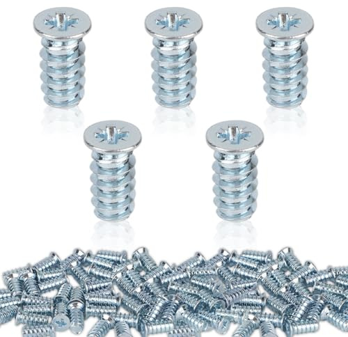 50uds Tornillos Euro para Guías Cajón Compatibles con IKEA 100349, Tornillos Autorroscantes Cabeza Phillips Repuesto para Montaje Muebles