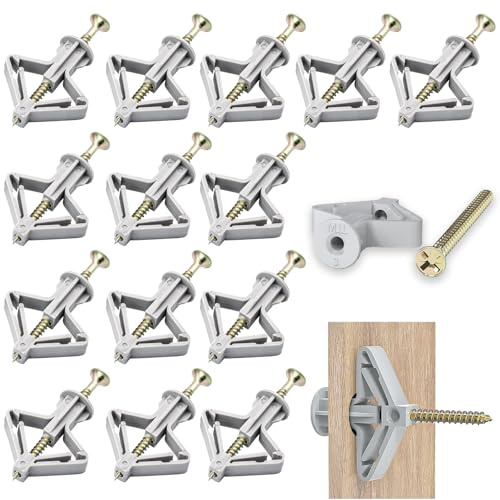 50PCS M8 Plasterboard Fixings Butterfly Set, Plasterboard Plugs, Suitable for Mounting Television Brackets, Cabinets, Bookshelves (50 Pins + 50 Screws).