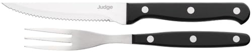 Judge Classic 12 Piece Steak Knife & Fork Set - High Grade Stainless Steel, Dishwasher Safe