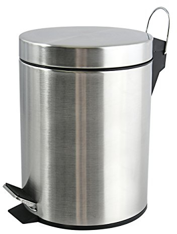 MSV Treteimer Mülleimer Kosmetikeimer Abfalleimer aus Edelstahl 5 Liter - Edelstahl matt, Stahlgrau, Gris