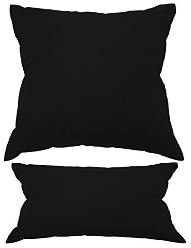 Nurtextil24 Kissenbezüge in 30 Unifarben und 20 Größen Schwarz 25 x 25 cm 100% Baumwolle mit Reißverschluss