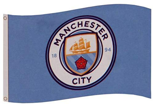 Manchester City F.C. - Bandera oficial del Manchester City FC (CC), azul, 152,4 x 91,44 cm