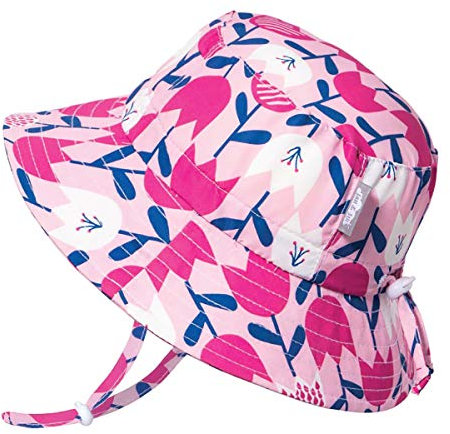 Jan & Jul Baby Sonnenhut für Mädchen mit UV-Schutz UPF 50+ (S: 0-6 Monate, Tulpe)