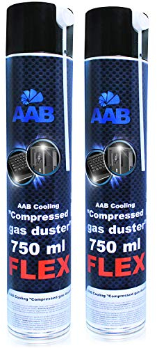 AABCOOLING Compressed Gas Duster FLEX 750ml - Wertpaket 2 Stück - mit Flexiblem Schlauch – Druckluft, Reinigungspray PC Duster, Luftdruckspray, Pressluft, PC Reiniger