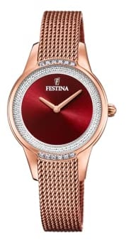 Festina Damen Analog Quarz Uhr mit Edelstahl Armband F20496/1