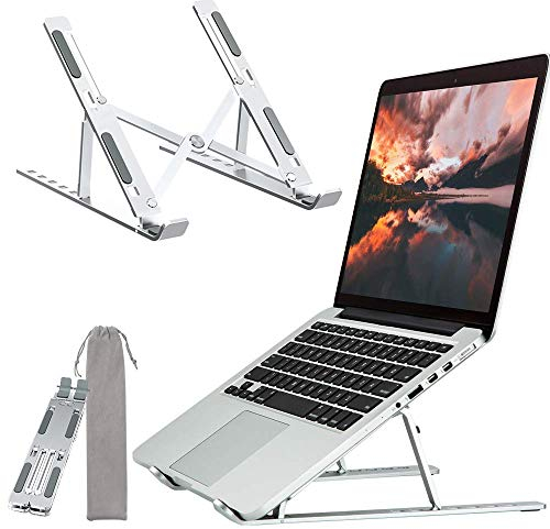 Soporte para Tablet portátil, portátil, portátil, portátil, portátil, portátil, portátil, portátil, con ventilación, Bandeja ergonómica, de refrigeración y refrigeración, Color Negro y Plateado