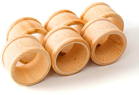 tuuli Kitchen Lot de 6 Ronds de Serviette en Bois pour décoration de Table Φ 4,3 cm