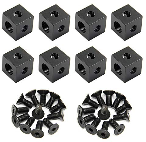 Befenybay Lot de 8 équerres d'angle noires (20 x 20 x 20 mm) pour profil d'extrusion en aluminium à fente de 6 mm Série 2020 (coin cube-8 pièces)