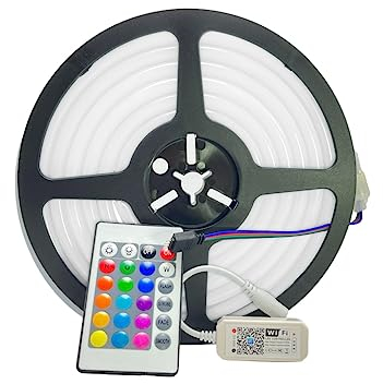 YXHL® RGB Neon LED Lichtseil 12V, 5 Meter flexibel/wasserdicht/mehrfarbig/Fernbedienung für Haus/Garten/Architekturdekoration(Ohne Netzteil)