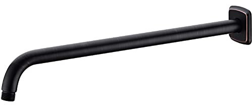 TRUSTMI Shower Arm with Flange ORB, 16 Inch L-Shaped Wall Mounted Extension Pipe for Overhead Rainfall Shower Head, Oil Rubbed Bronze