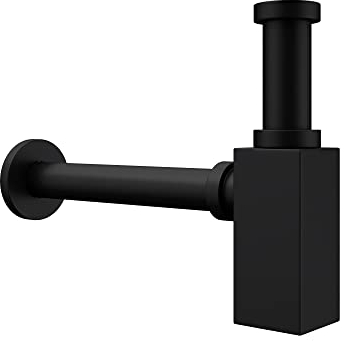 Mai & Mai Siphon S06, Form: eckig, Ablaufgarnitur für Waschbecken und Waschtisch Geruchsverschluss, Material: schwarz Messing, Anschlussgewinde