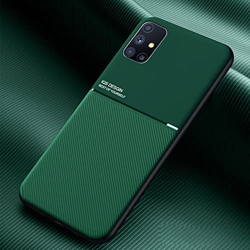 Hülle für Samsung Galaxy M51, Textur rutschfest und Stoßfest Schutzhülle, [Hautfreundliches PU-Leder] [Ultradünnes TPU] Handyhülle für Samsung Galaxy M51-Grün