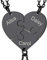 GOLDCHIC JEWELRY Engraved 3pcs Split Heart Necklaces Personalised, Black Matching Jigsaw Puzzles Best Freinds Necklaces For 3