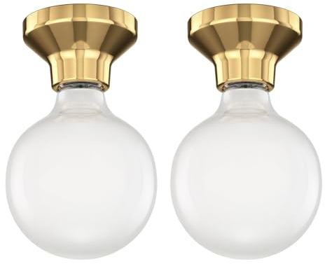 ledscom.de 2 Stück LED Deckenleuchte Elektra Porzellan gold Kugel inkl. E27 G125 Lampe extra matt warm-weiß 550lm