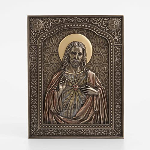 Veronese Design 7 1/2 El Sagrado Corazón de Jesús - Placa de pared (resina, acabado en bronce)