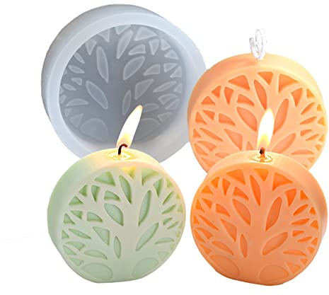Cestony Moldes de silicona 3D del árbol de la vida para hacer velas, pilares de resina, aromaterapia, yeso, jabón, flores, espécimenes, arcilla, manualidades
