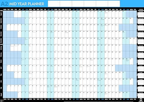 A2 Size 59.4 x 43cm | Yearly Academic Wall Planner 2025/2026 | Wall Calendar 2025 Planner | Year Chart 2025 | Academic 13 Month Mid Year Calendar from Aug 2025-Aug 2026 with Mini 2027 Yearly Calender