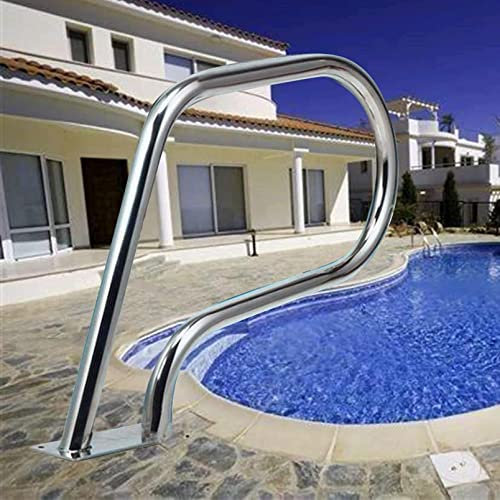 ZEELYDE Corrimano per Piscina,Binario per Scale per Piscina a 3 Curve, corrimano per Montaggio Facile, Binario per Scale per Piscina in Acciaio Inossidabile con Piastra di Base, Argento