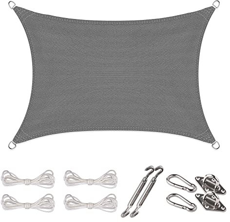 CelinaSun Sonnensegel Set Befestigung V2A Basic HDPE Rechteck 2,5 x 3,5 m anthrazit Sonnenschutz atmungsaktiv