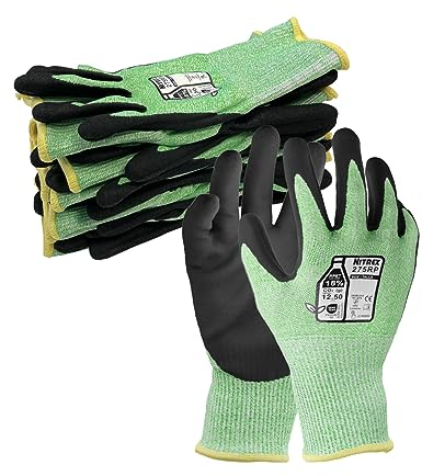 NITREX 275RP Schnittfeste Arbeits- und Schutzhandschuhe, gesandete Nitril-Handflächenbeschichtung, Schutzhandschuhe gegen mechanische und industrielle Gefährdungen – 5 Paar je Beutel -Größe 11