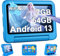 Oangcc 2025 Tablet Niños 7 Pulgadas Android Tablet, 7GB RAM+64GB ROM(TF 1TB), WiFi 6, GMS Certified, BT 5.0, Control Parental/Kids Space/Dual Camera/GPS/Funda para Tableta a Prueba de Niños - Azul