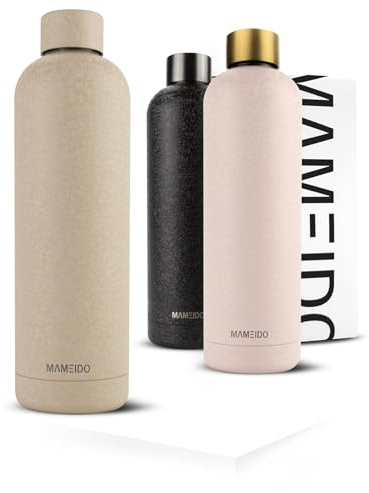 MAMEIDO Trinkflasche Edelstahl 750ml, auslaufsichere Thermosflasche, Kohlensäure geeignet, BPA frei, Isolierflasche 12h heiß & 24h kalt (Crystal Sand, 0,75l)