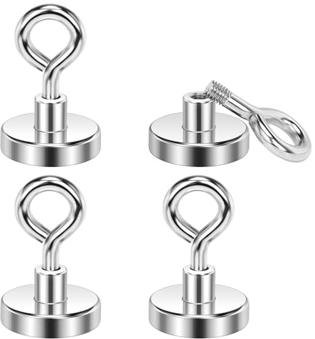Wukong 32mm Ganci Magnetici Potenti, 4 Pezzi Calamite Rotonde, 35KG(77LB) Magnete Neodimio, Ganci Magnetici Extra Forti per Cucine, Magazzini e Esterni