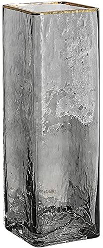 Vases pour Fleurs Vase rectangulaire en Verre Gris Transparent, Vase décoratif de Fleurs ou de Plantes artificielles pour la Maison, Le Banquet de Mariage, la Table à Manger, Le Bureau, la décoration
