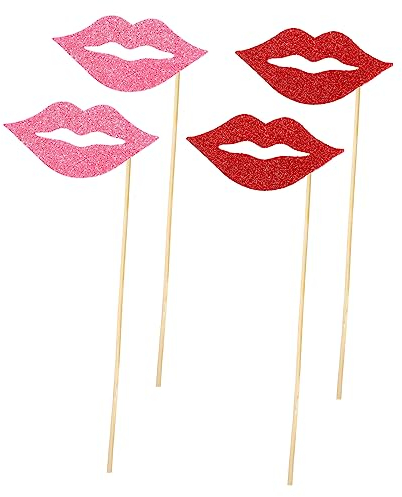 Abaodam 200 STK Foto Requisiten Mund-Selfie-Requisiten Rote Lippen-Foto-Requisiten Partyzubehör Selber Machen Fotoautomat Foto Mit Roten Lippen Papier Lippenstift Bankett Schmecken