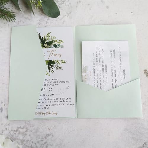 MillaSaw Einladungskarten für Hochzeit, 25 Stück, Party-Dekoration (Hellgrün), (LA001)