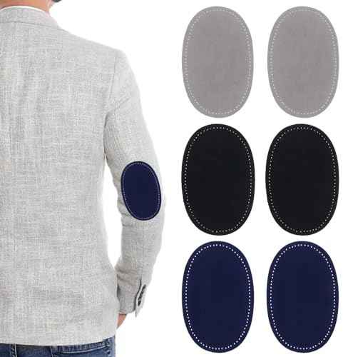 Elbow Knee Patches, 3 Pairs Sew On Oval Repair Fabric | Durable Fabric Material, 5.3x3.9 Inch Pre-Punched, Machine Washable Fabric, For Jackets And Trousers