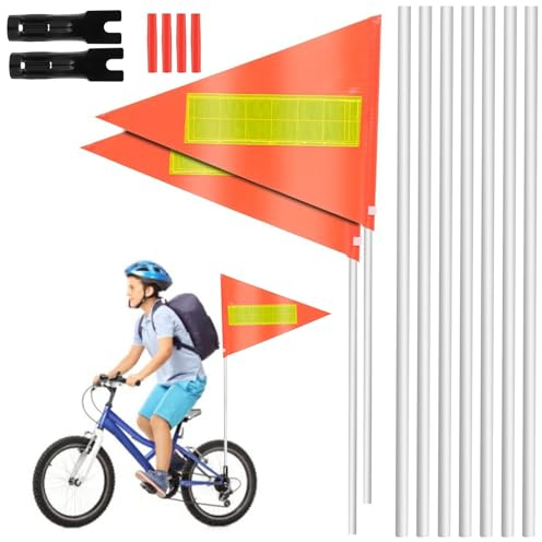 HuaMuDM 2 Stück Fahrradfahne Wasserdicht Sicherheits Wimpel, Reißfest Fahrrad Flagge Fahrrad Sicherheit Fahnen fahrradfahne für kinder Reflektierender für Jungen Mädchen Freien Radfahren