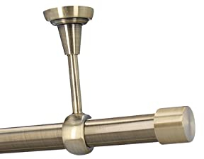 HDTL Gardinenstange Vorhangstange 25mm 1-läufig Deckenmontage Messing Antik 140 cm Zoya