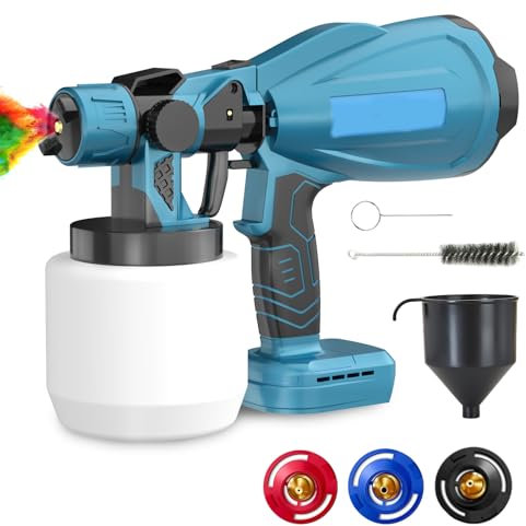 Cordless Paint Sprayer Compatible with Makita 18V Battery, 550W Electric Paint Sprayer with 3 Nozzles and 3 Spray Modes, 1000mL/MIN Upgraded Fence Paint Spray Gun for Fencing, Ceilings(Tool Only)
