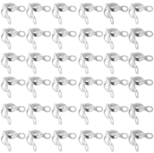 SOFPLATE 1 boîte de 1200 Cache Nœuds en Argent pour la Fabrication de Bijoux Assortiments de Perles Fournitures de Bricolage Collier Bracelet Boucles d'oreilles