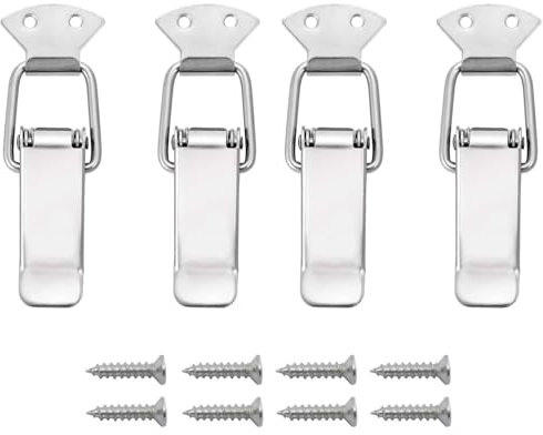 Spannverschluss, 4 Stück Edelstahl Spannverschluss mit Schrauben, Federknebelverschluss, Kistenverschluss für Werkzeugkasten für Tür Fenster, Möbel, Werkzeugkasten