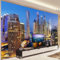 YIBUHANG Hintergrund Wand selbstklebend PVC Fototapete 3d Wohnzimmer Tapete Stadt Architektur Nacht Landschaft Schlafzimmer Home Decor Art Sticker