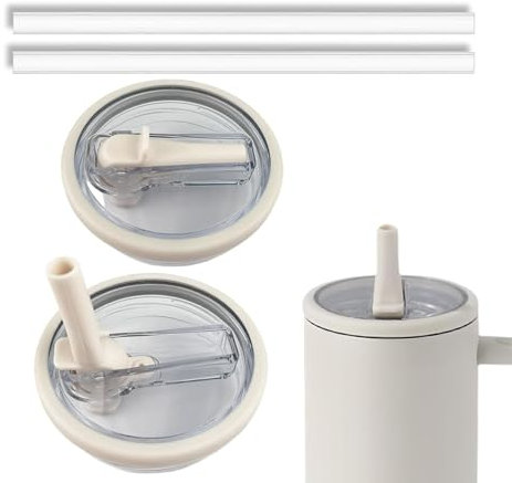 Paquete de 2 tapas de vaso de 40 onzas de repuesto compatibles con Stanley Quencher, a prueba de fugas, resistentes a salpicaduras, funda reutilizable para vaso Stanley Cup (blanco cremoso)