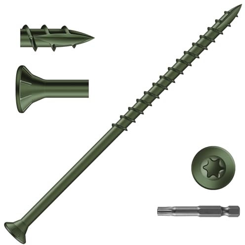 Dayalo 50 Stück Holzschrauben Torx 4,8 x 100mm, Spanplattenschrauben, Holzbauschrauben, Senkkopfschrauben Holz, Universalschraube, Teilgewinde, mit Bit, Grün