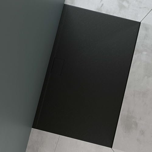 Mai & Mai Duschtasse 100x160x3 cm Duschwanne aus Mineralguss Mineralgusswanne in Anthrazit DIN-Anschlüsse Geoma07