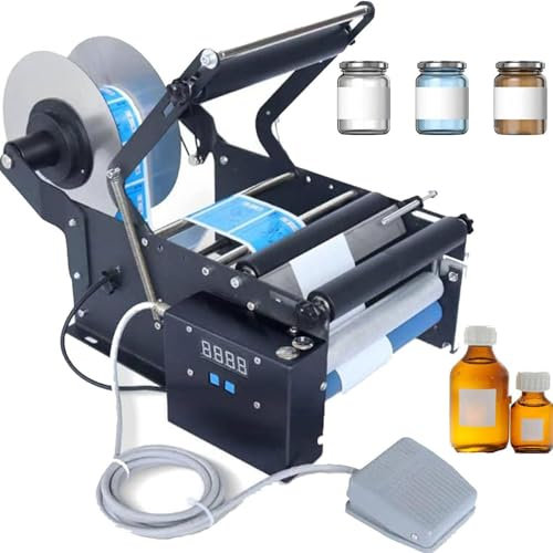 Máquina etiquetadora de botellas de plástico de vidrio, máquina de embalaje de impresora de etiquetas adhesivas para latas, plástico, vidrio, máquina etiquetadora eléctrica de botellas redondas, 15-30