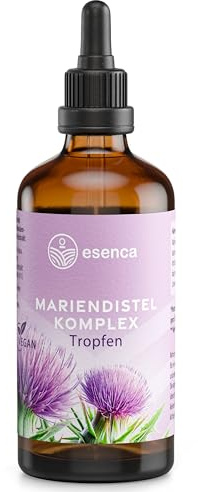 Esenca Mariendistel Tropfen – 100 ml – 80% Silymarin, 50 Portionen | Mit Artischocke und Löwenzahn, Bitterkräuter Flüssigextrakt – vegan, alkoholfrei, ohne Zusätze – produziert in Deutschland